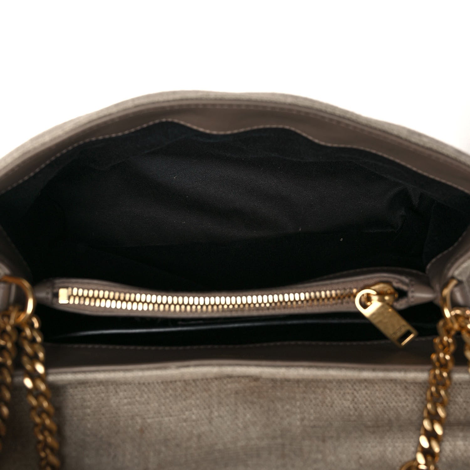 Saint Laurent Linen Y Quilted Monogram Small Loulou Chain Satchel Natural Taupe 5 of 8
