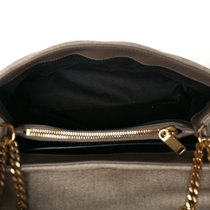 Saint Laurent Linen Y Quilted Monogram Small Loulou Chain Satchel Natural Taupe 5 of 8