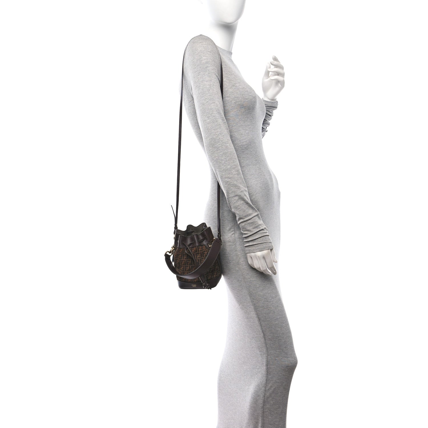 Fendi Suede Vitello King F is Fendi Micro FF Mini Mon Tresor Bucket Bag Sigaro Marrone Ebano 2 of 11