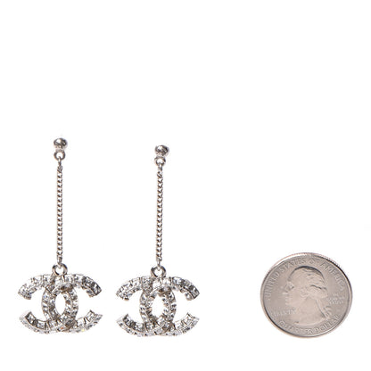 Chanel Baguette Crystal CC Dangle Earrings Silver 2 of 5