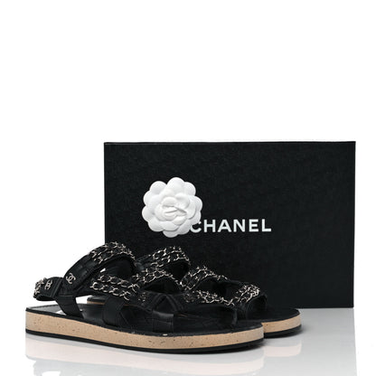 Chanel Lambskin Chain Sandals 40 Black 9 of 9