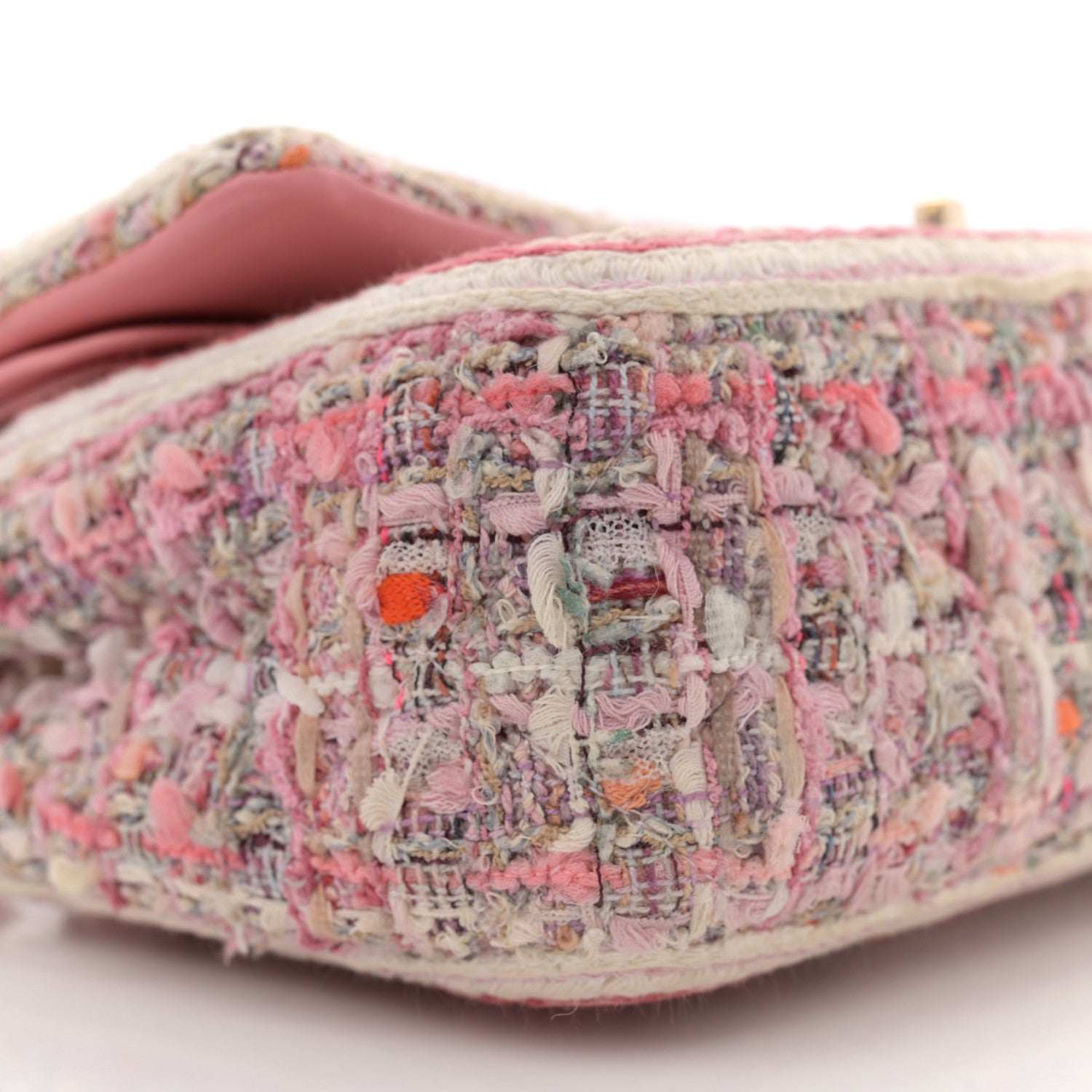 Chanel Tweed Braided Medium Flap Pink Beige Orange Ecru 9 of 12