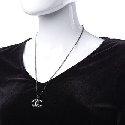 Chanel Ruthenium Enamel CC Necklace Silver 2 of 6