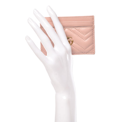 Gucci Calfskin Matelasse GG Marmont Card Holder Perfect Pink 3 of 14