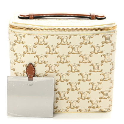 Celine Triomphe Canvas Calfskin Square Vanity Case White 3 of 11