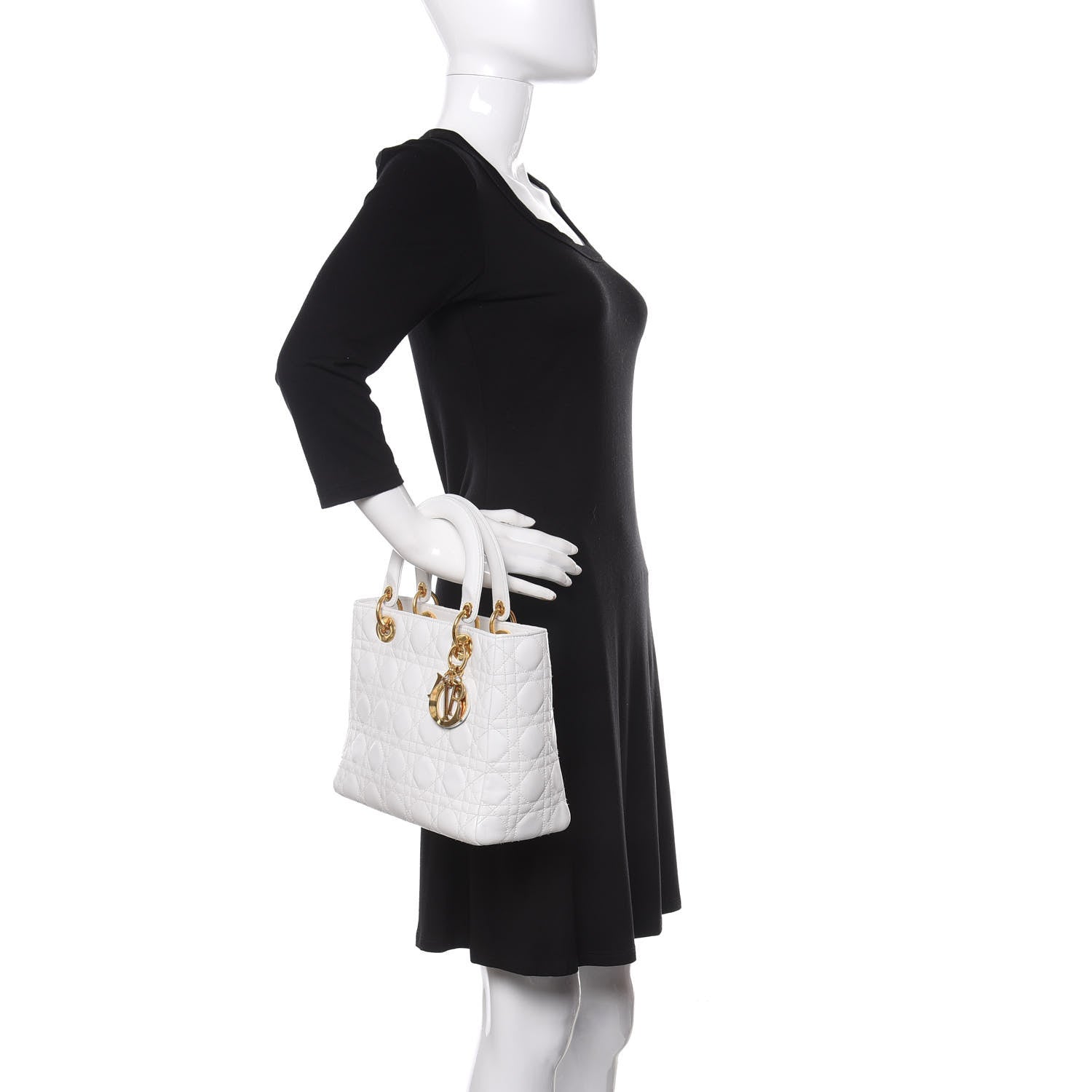 Christian Dior Lambskin Cannage Medium Lady Dior White 2 of 13