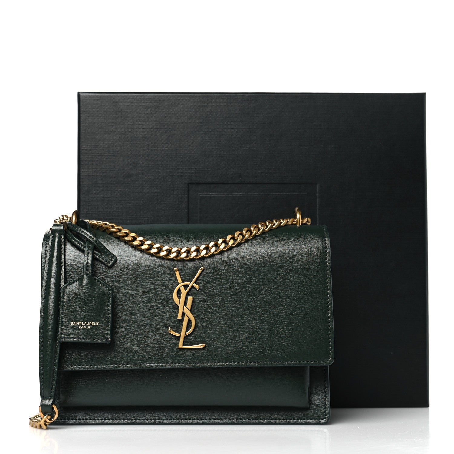 Saint Laurent Calfskin Medium Monogram Sunset New Vert Fonce 11 of 11