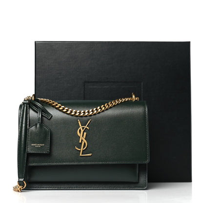 Saint Laurent Calfskin Medium Monogram Sunset New Vert Fonce 11 of 11