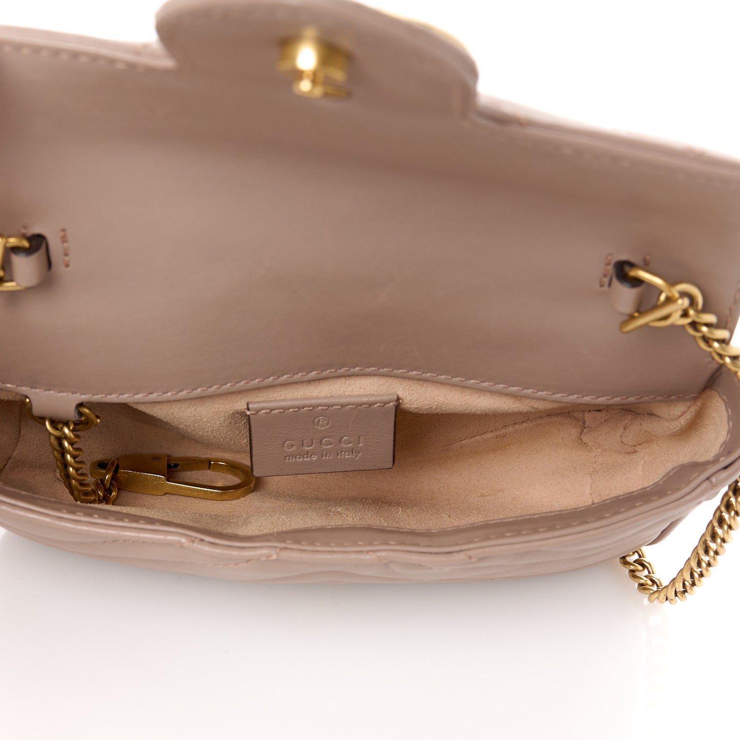 Calfskin Matelasse Super Mini GG Marmont Shoulder Bag Porcelain Rose