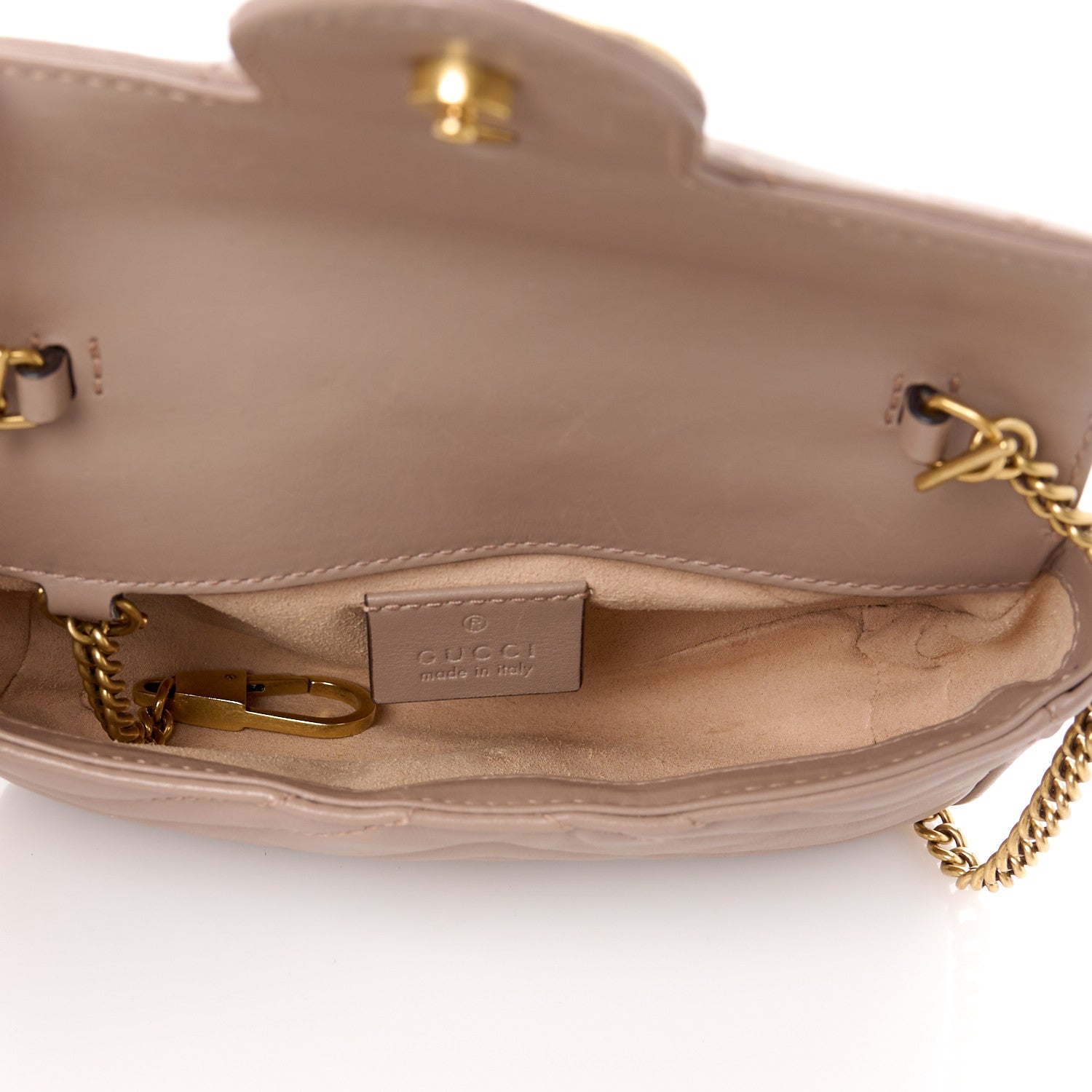 Gucci Calfskin Matelasse Super Mini GG Marmont Shoulder Bag Porcelain Rose 6 of 11