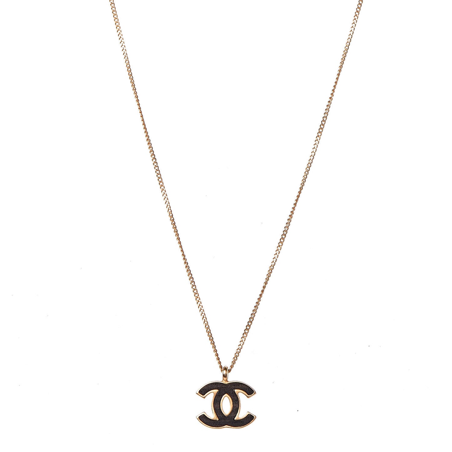 Wood CC Necklace Gold Black