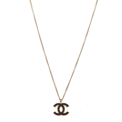 Chanel Wood CC Necklace Gold Black 1 of 7
