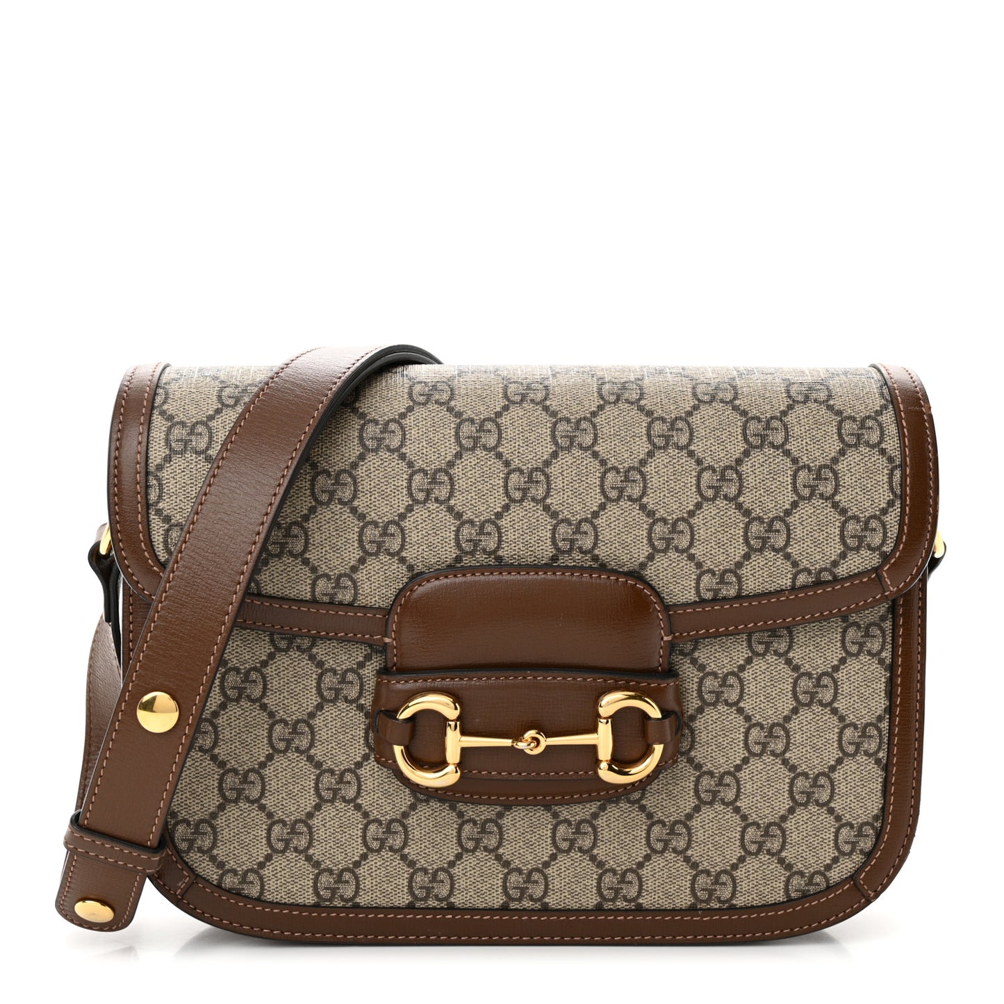 GG Supreme Monogram Horsebit 1955 Shoulder Bag Beige Brown Sugar