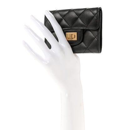 Chanel Metallic Calfskin Quilted Reissue Card Holder Wallet Charcoal 2 of 10