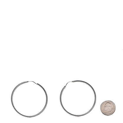 David Yurman Sterling Silver Extra Large Cable Classics Hoop Earrings 2 of 5