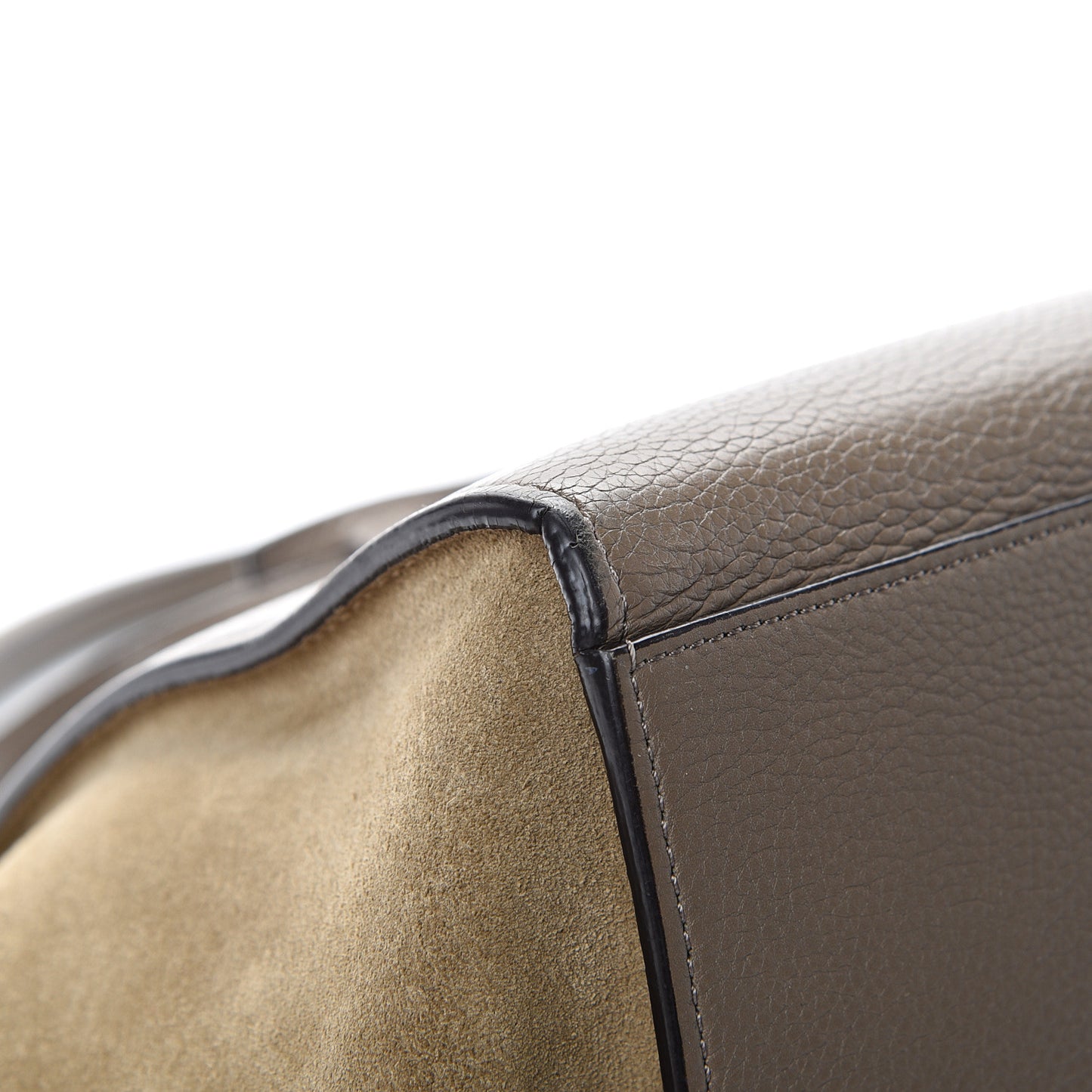 Drummed Calfskin Suede Medium Trapeze Souris