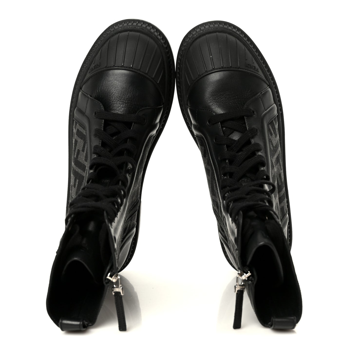 Fabric Jacquard Vitello FF Domino 50mm Biker Boots 40 Black Asfalto