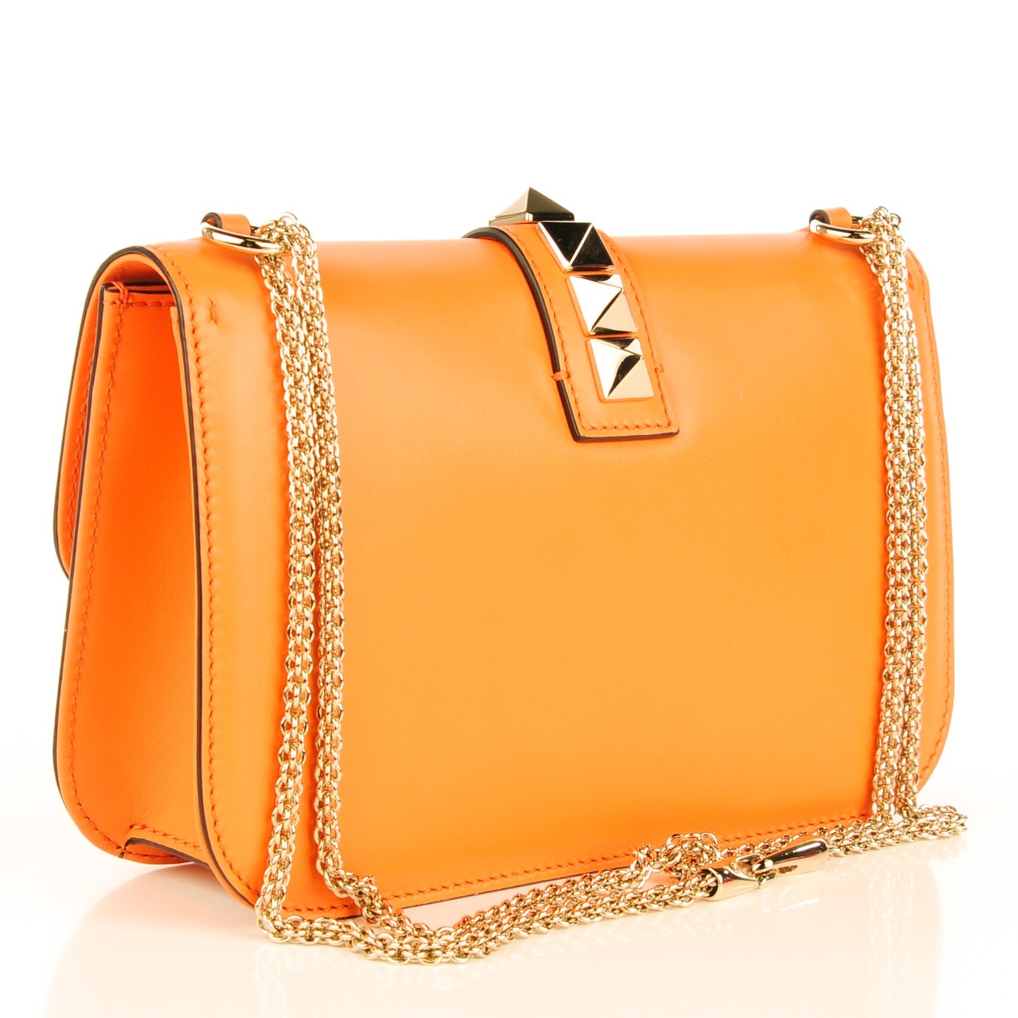 Vitello Medium Glam Lock Rockstud Flap Melon Sorbet