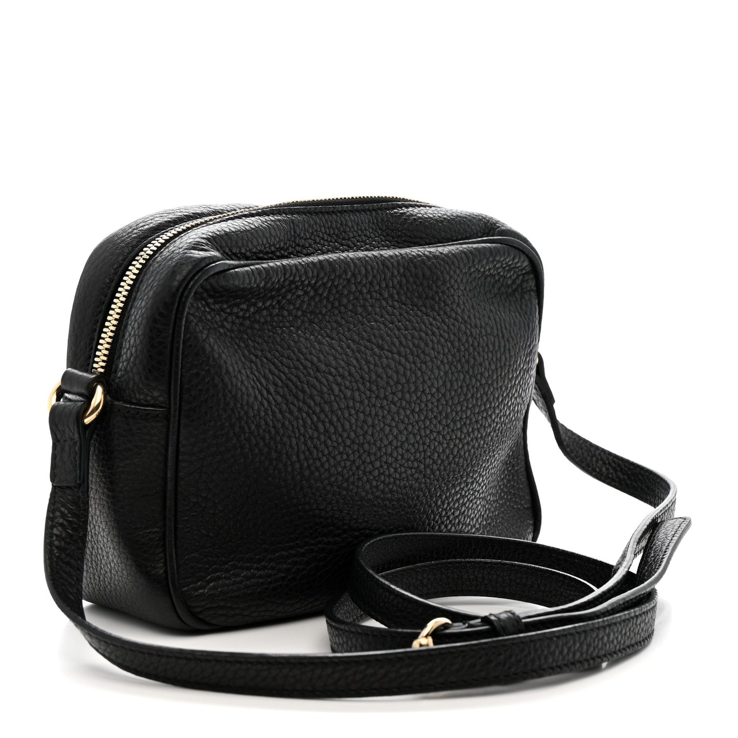 Pebbled Calfskin Small Soho Disco Bag Black