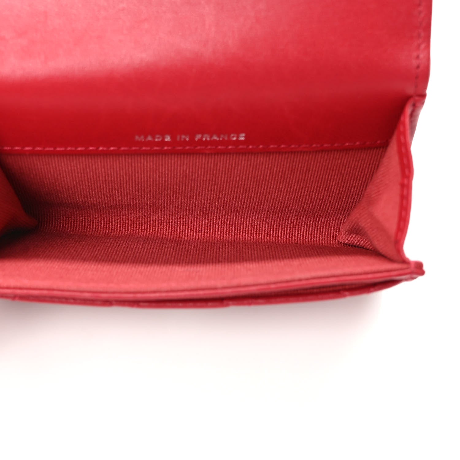 Chanel Lambskin Quilted Flap Card Holder Wallet Red 5 of 10