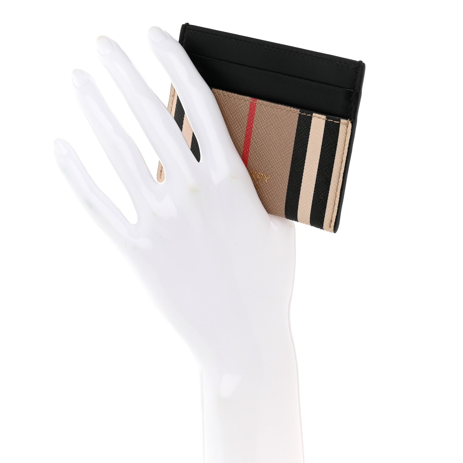 Burberry E-Canvas Calfskin Icon Stripe Card Case Archive Beige 2 of 8