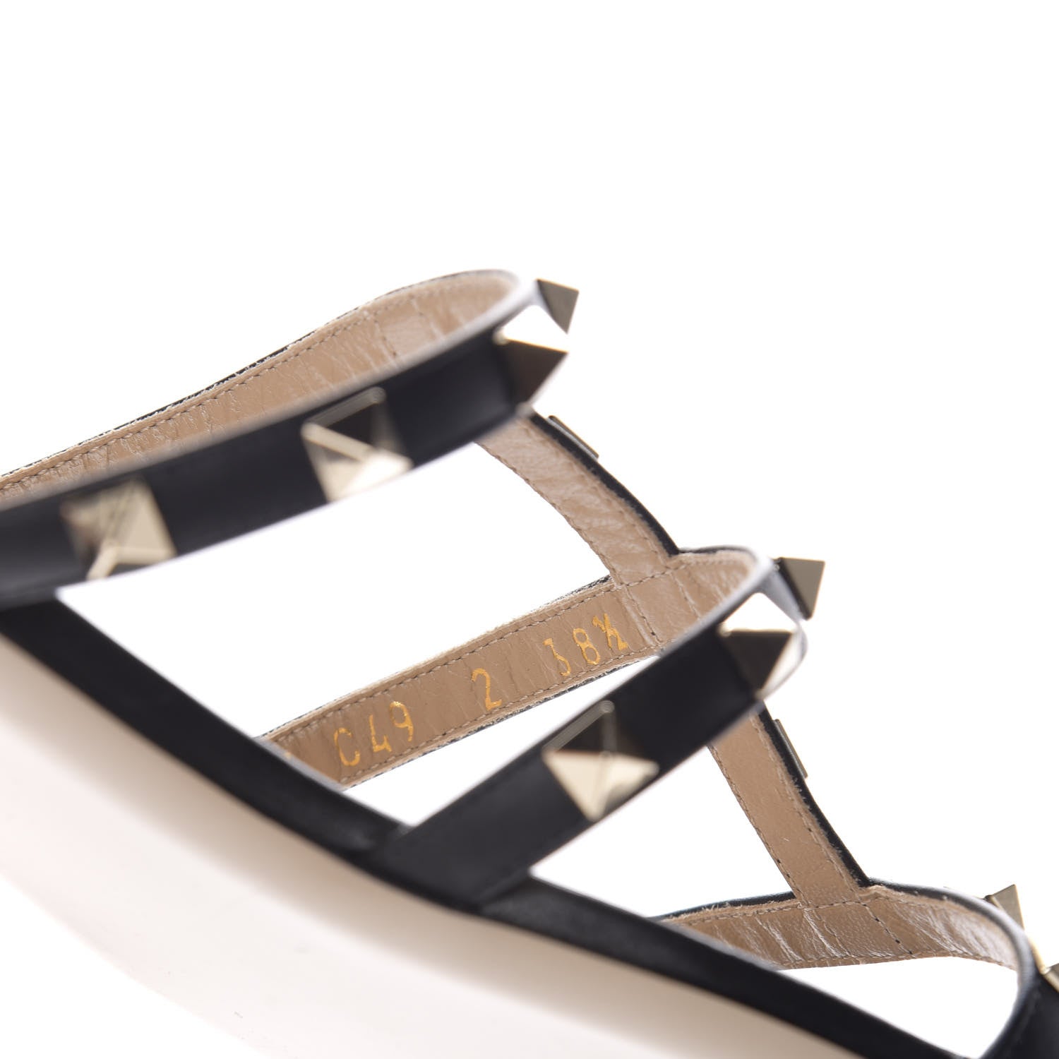 Valentino Garavani Nappa Rockstud Caged Flat Slide Sandals 38.5 Black 9 of 9