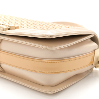 Chanel Metallic Calfskin Braided Medium Boy Flap Beige Multicolor 10 of 11