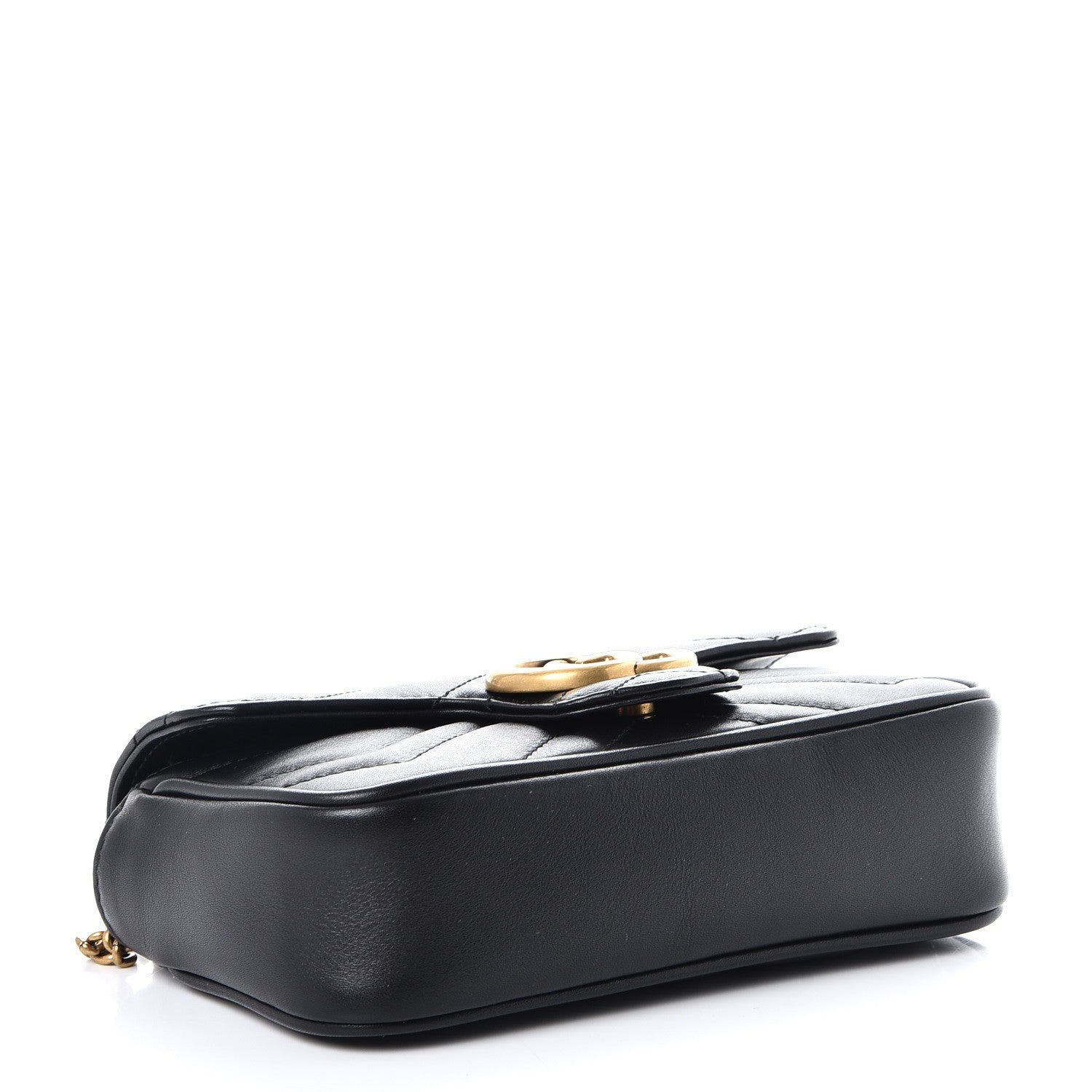 Gucci Calfskin Matelasse Super Mini GG Marmont Shoulder Bag Black 5 of 9