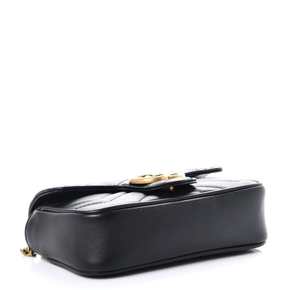 Gucci Calfskin Matelasse Super Mini GG Marmont Shoulder Bag Black 5 of 9