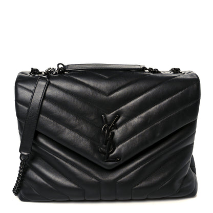 Saint Laurent Calfskin Y Quilted Monogram Monochrome Medium Loulou Chain Satchel Black 1 of 11