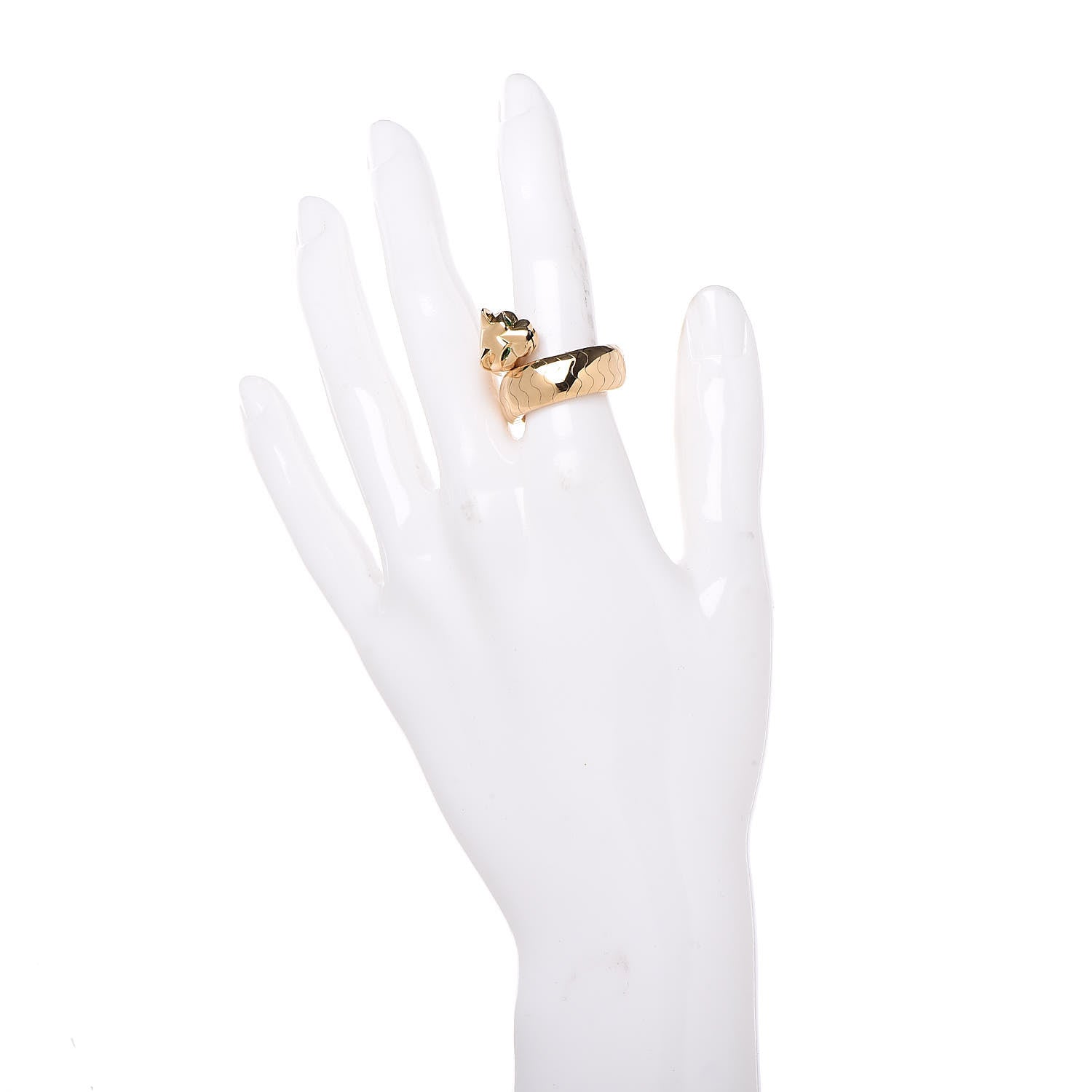 Cartier 18K Yellow Gold Tsavorite Onyx Panthère De Bypass Ring 54 6.75 2 of 5