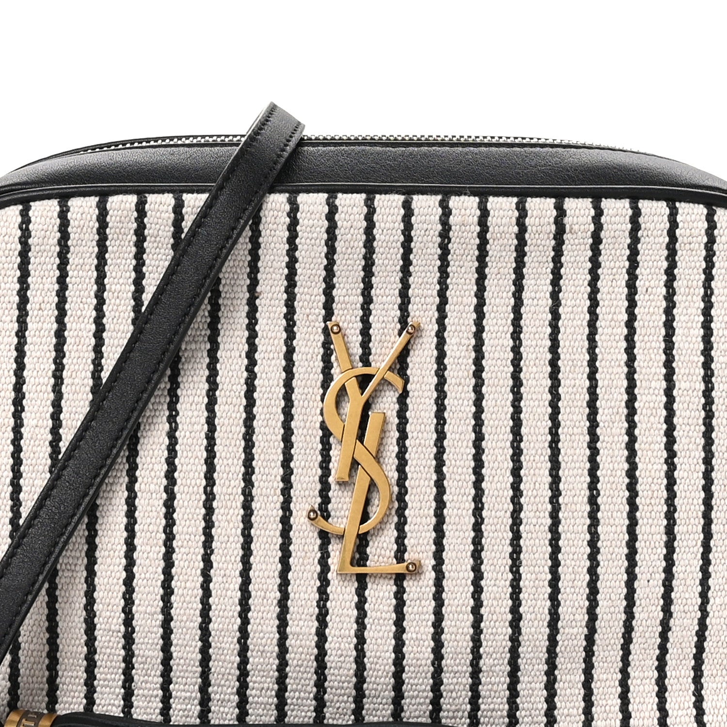 Saint Laurent Canvas Calfskin Monogram Lou Camera Bag Black Grey Cream 8 of 10
