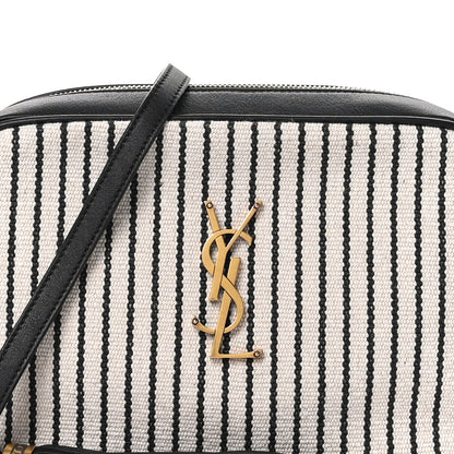 Saint Laurent Canvas Calfskin Monogram Lou Camera Bag Black Grey Cream 8 of 10