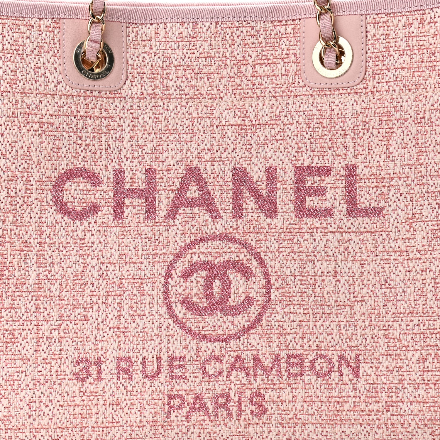 Chanel Lurex Boucle Small Deauville Tote Pink 8 of 10