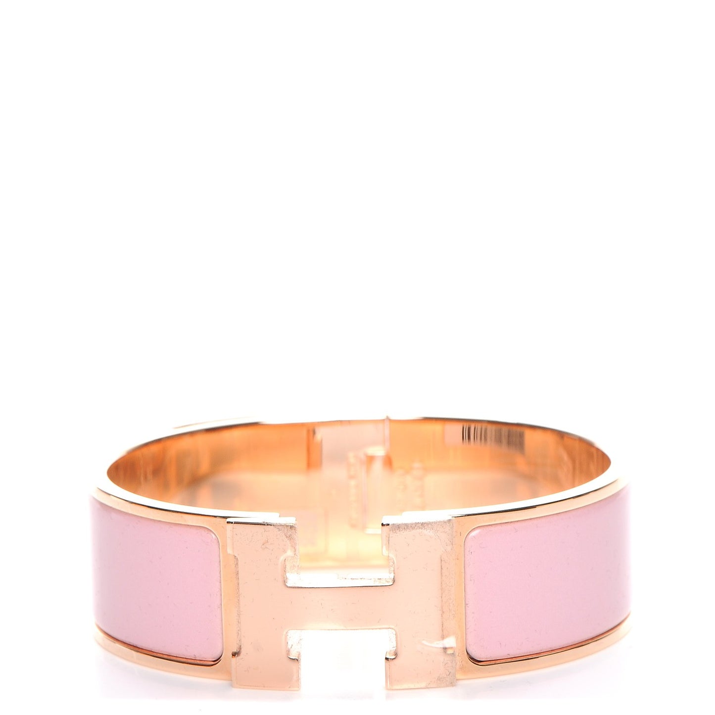 Enamel Wide Clic Clac H Bracelet GM Rose Nacarat