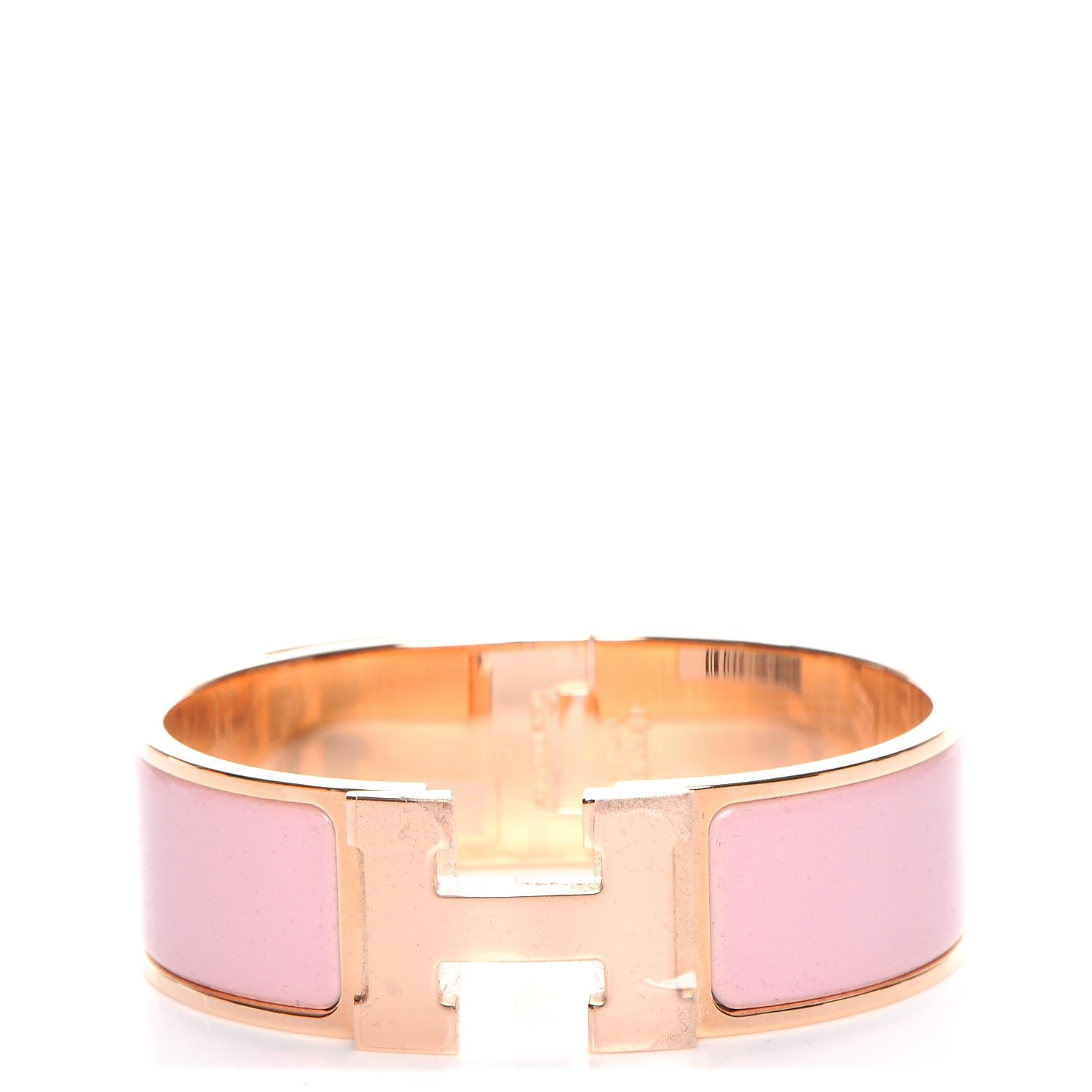 Hermes Enamel Wide Clic Clac H Bracelet GM Rose Nacarat 1 of 5