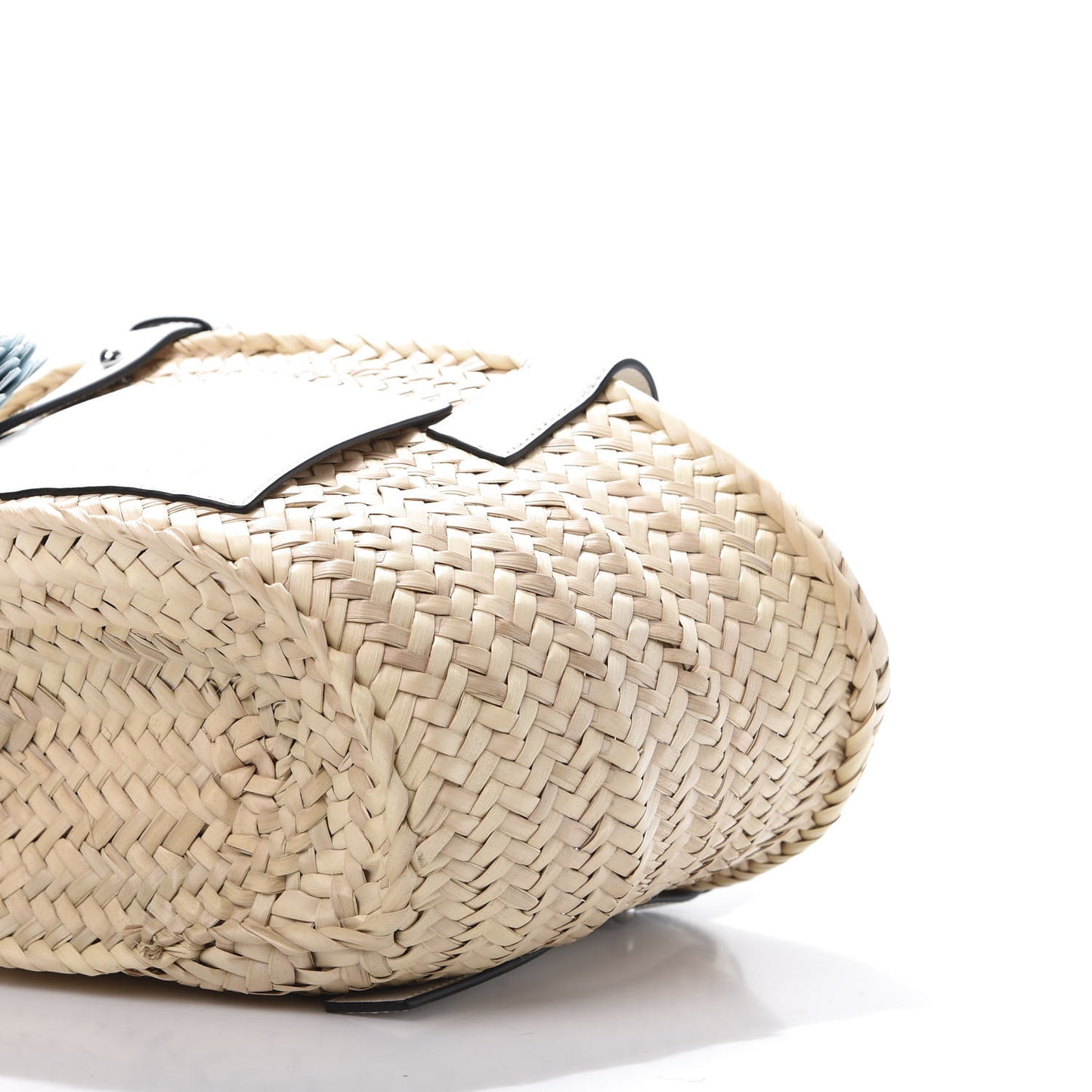 Raffia Small Basket Tote Bag Natural White