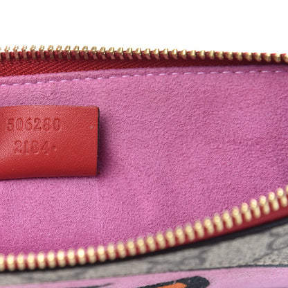 Gucci GG Supreme Monogram Bosco Patch Zip Pouch Beige Malva Hibiscus Red 7 of 11