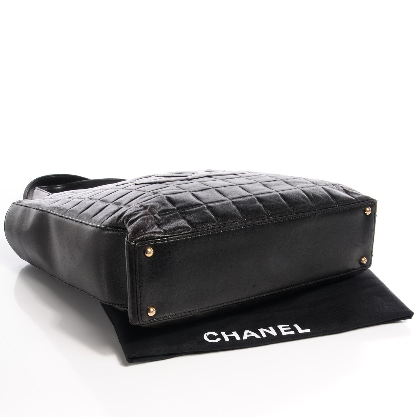 Lambskin Chocolate Bar Quilted Tote Black