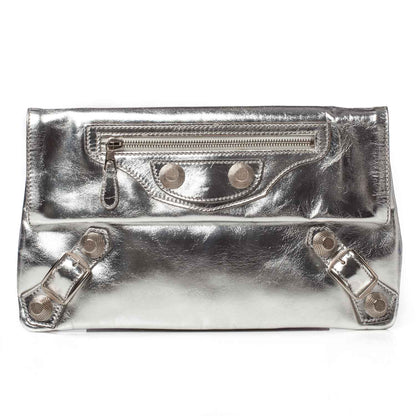 Balenciaga Laminated Calfskin Giant 21 Envelope Clutch Silver Hardware 1 of 11