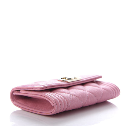 Chanel Caviar Quilted Boy Flap Card Holder Wallet Light Pink 4 of 9