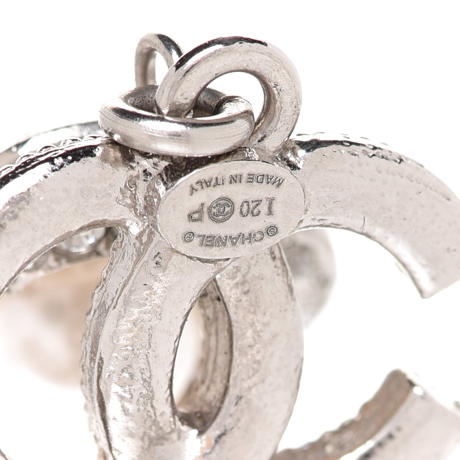 Chanel Crystal Pearl Camellia CC Coco Flapper Drop Earrings Silver 4 of 5