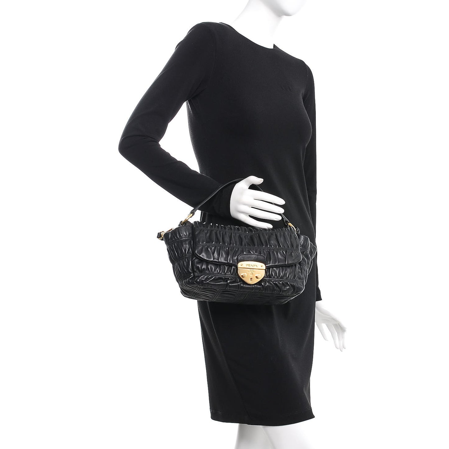 Nappa Dressy Gaufre Flap Bag Nero Black