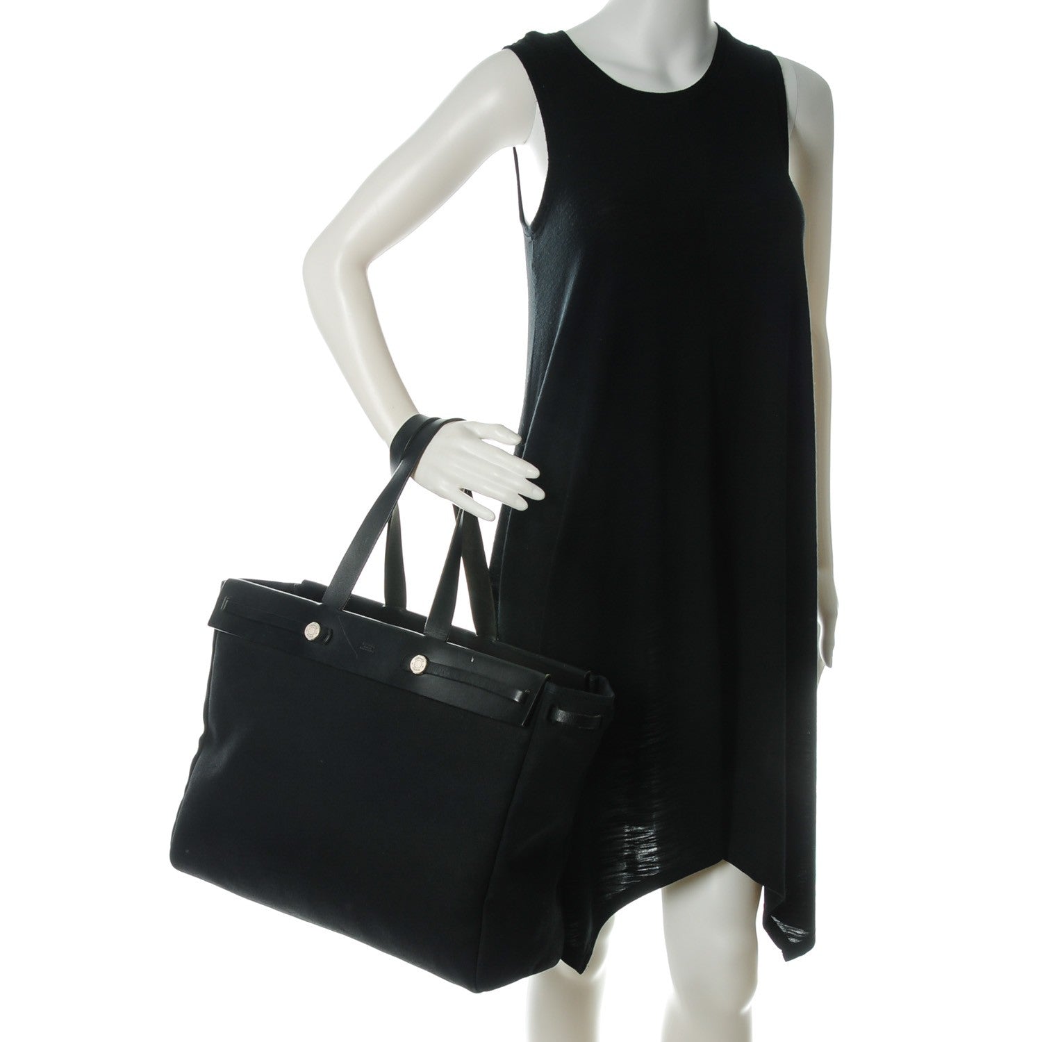 Hermes Toile Vache Hunter Herbag Cabas MM Black 2 of 12