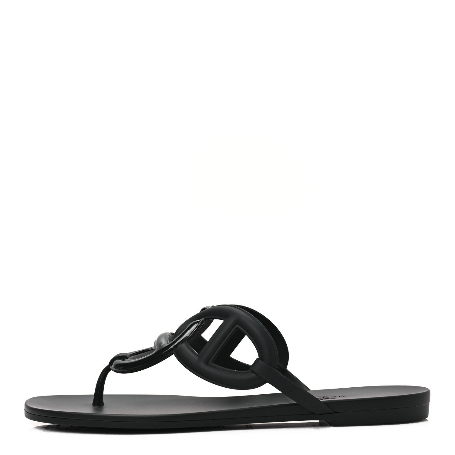 Hermes Rubber Womens Egerie Sandals 40 Black 1 of 9