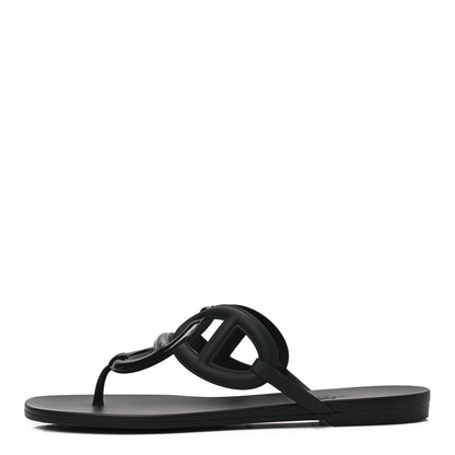 Hermes Rubber Womens Egerie Sandals 40 Black 1 of 9