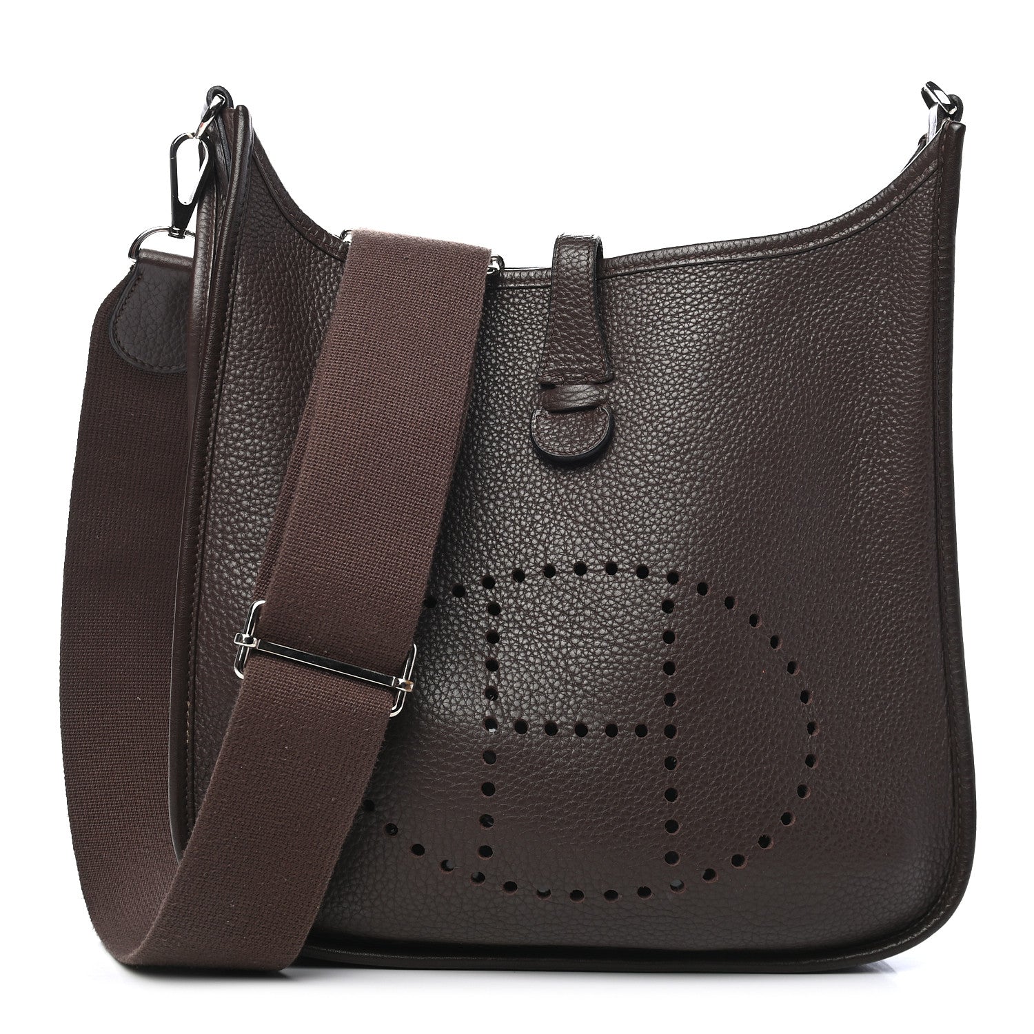 Hermes Taurillon Clemence Evelyne III PM Chocolate 1 of 8