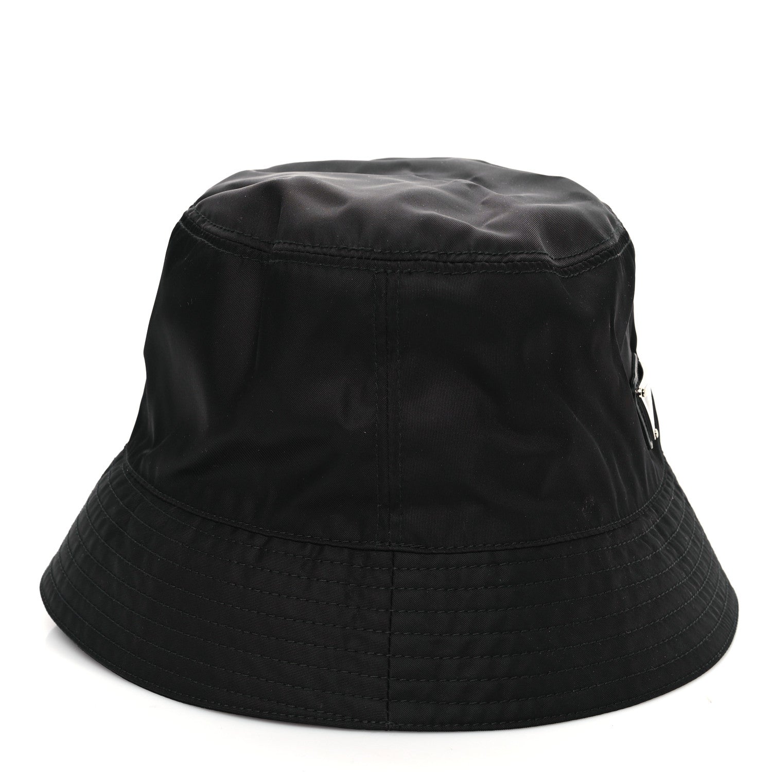 Prada Re-Nylon Metal Triangle Logo Womens Bucket Hat M Black 6 of 8