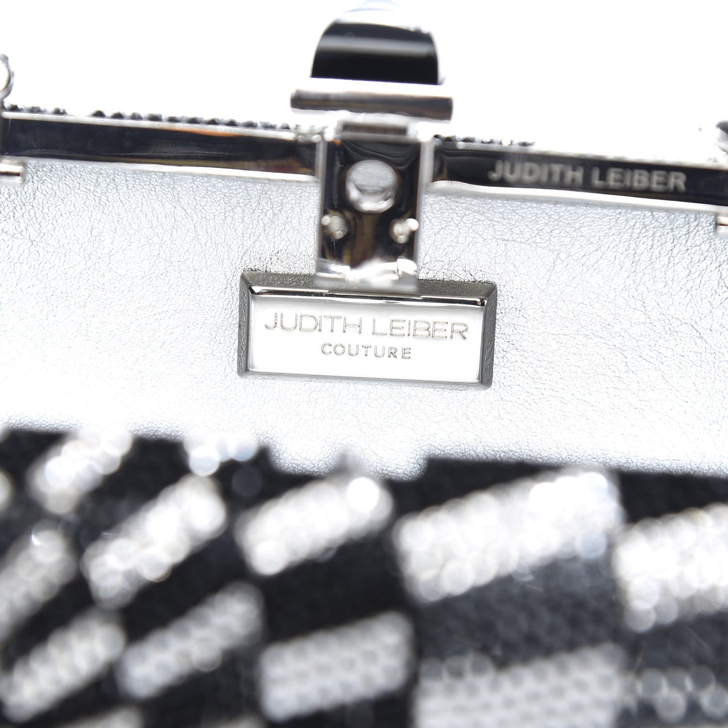 Swarovski Crystal Checkered New Soap Dish Miniaudiere Clutch Black Silver