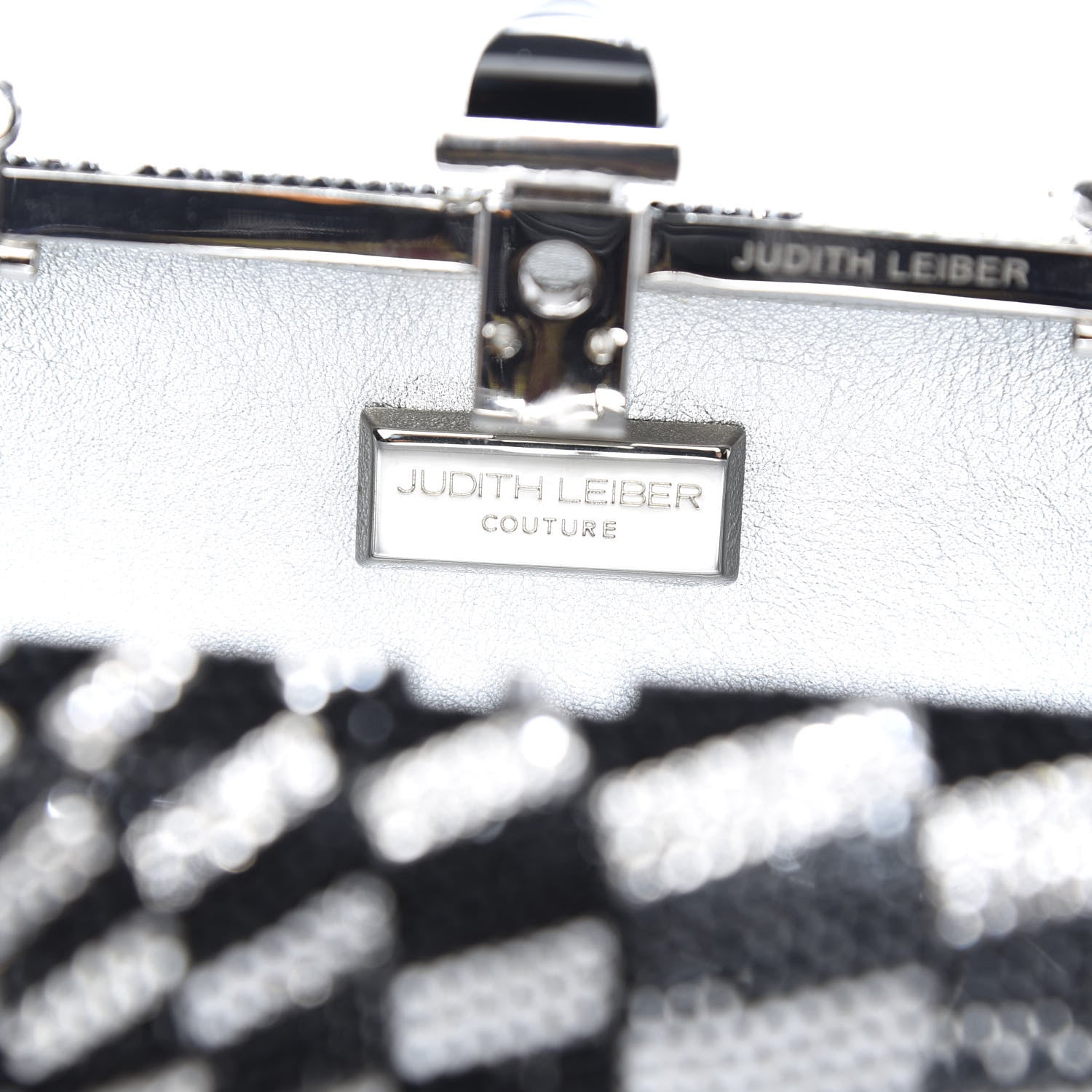 Judith Leiber Swarovski Crystal Checkered New Soap Dish Miniaudiere Clutch Black Silver 9 of 13